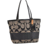 Authentic COACH Signature Shoulder Tote Bag Canvas Leather 10124 Black 4379K
