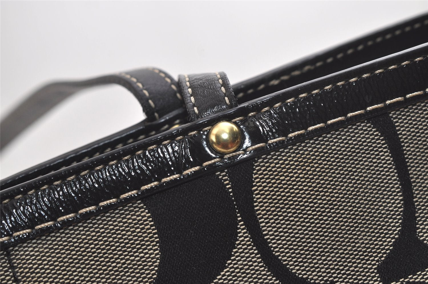 Authentic COACH Signature Shoulder Tote Bag Canvas Leather 10124 Black 4379K