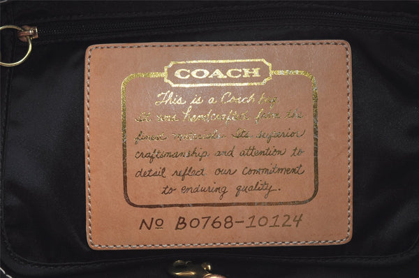 Authentic COACH Signature Shoulder Tote Bag Canvas Leather 10124 Black 4379K