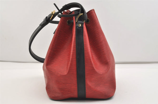 Authentic Louis Vuitton Epi Petit Noe Bi-color Red x Black Drawstring Bag 4380J