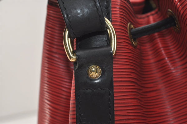 Authentic Louis Vuitton Epi Petit Noe Bi-color Red x Black Drawstring Bag 4380J
