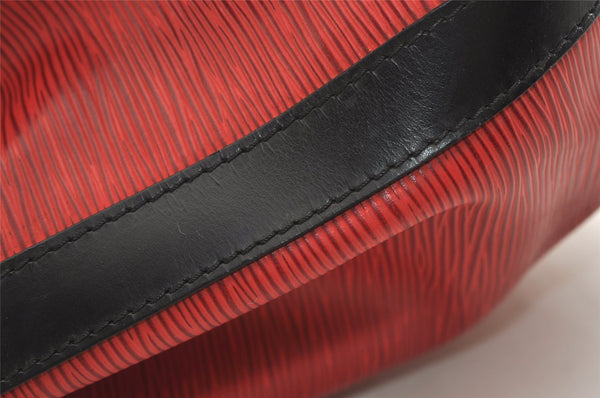 Authentic Louis Vuitton Epi Petit Noe Bi-color Red x Black Drawstring Bag 4380J