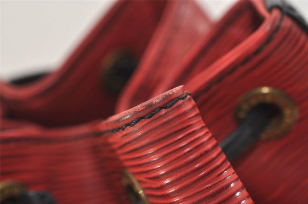 Authentic Louis Vuitton Epi Petit Noe Bi-color Red x Black Drawstring Bag 4380J