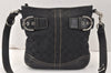 Authentic COACH Signature Shoulder Cross Bag Canvas Leather F03574 Black 4380K