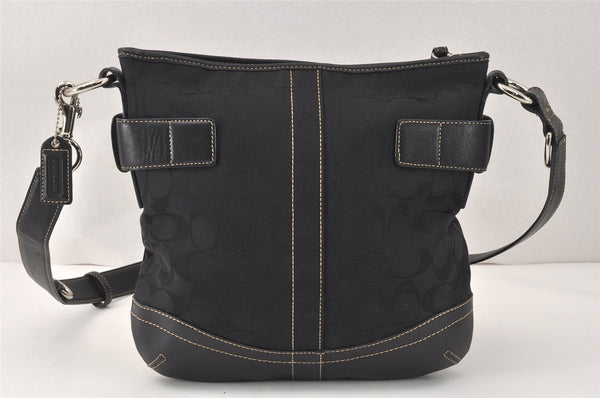Authentic COACH Signature Shoulder Cross Bag Canvas Leather F03574 Black 4380K