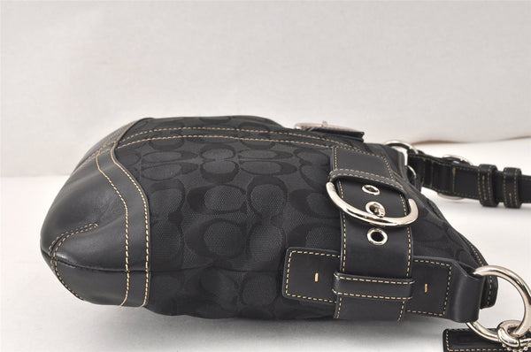 Authentic COACH Signature Shoulder Cross Bag Canvas Leather F03574 Black 4380K