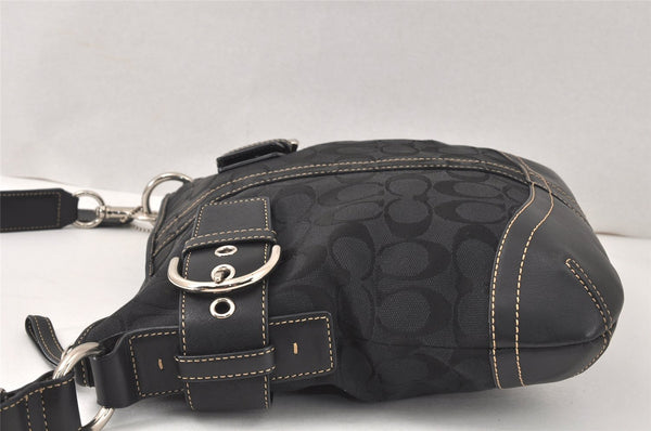 Authentic COACH Signature Shoulder Cross Bag Canvas Leather F03574 Black 4380K