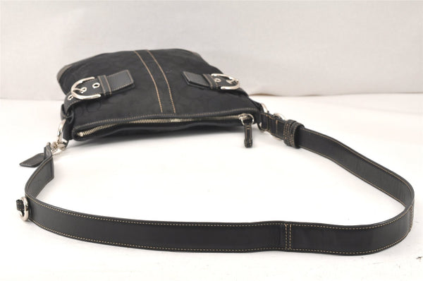 Authentic COACH Signature Shoulder Cross Bag Canvas Leather F03574 Black 4380K