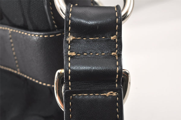 Authentic COACH Signature Shoulder Cross Bag Canvas Leather F03574 Black 4380K