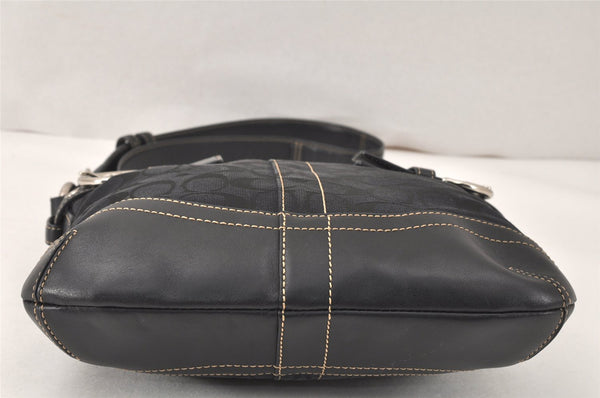 Authentic COACH Signature Shoulder Cross Bag Canvas Leather F03574 Black 4380K
