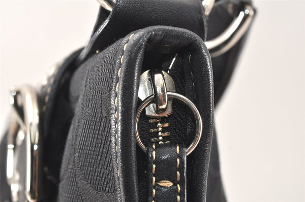 Authentic COACH Signature Shoulder Cross Bag Canvas Leather F03574 Black 4380K