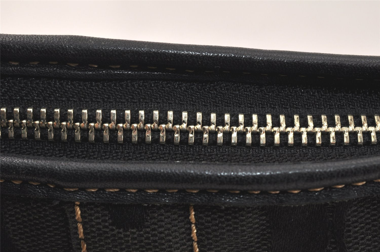 Authentic COACH Signature Shoulder Cross Bag Canvas Leather F03574 Black 4380K