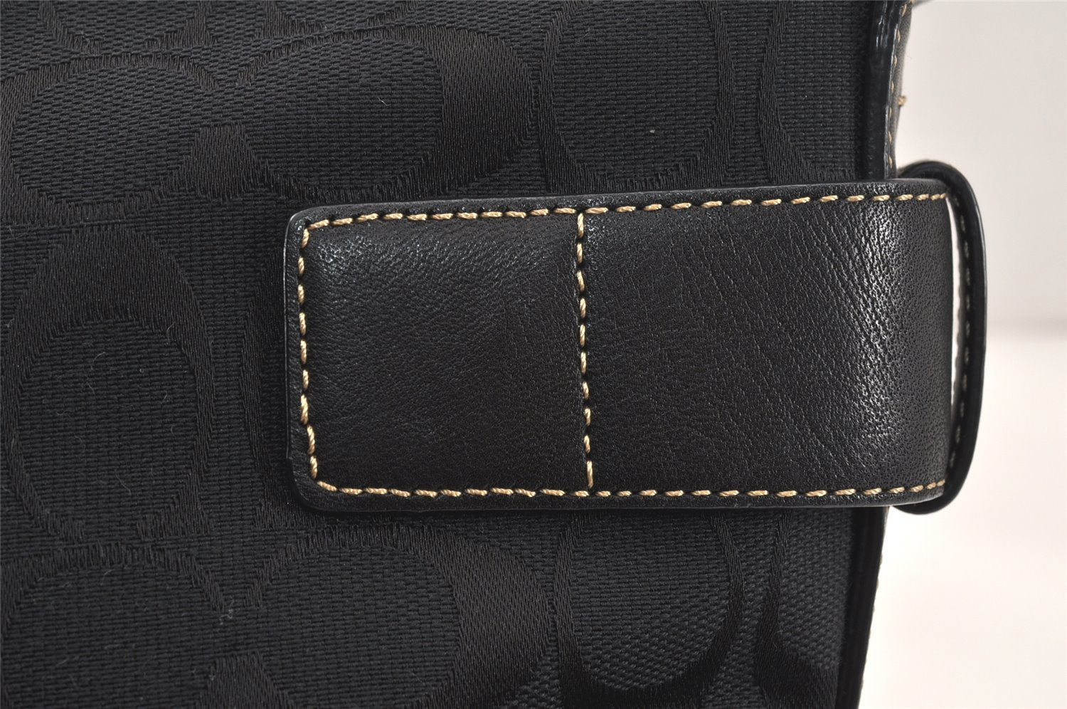 Authentic COACH Signature Shoulder Cross Bag Canvas Leather F03574 Black 4380K