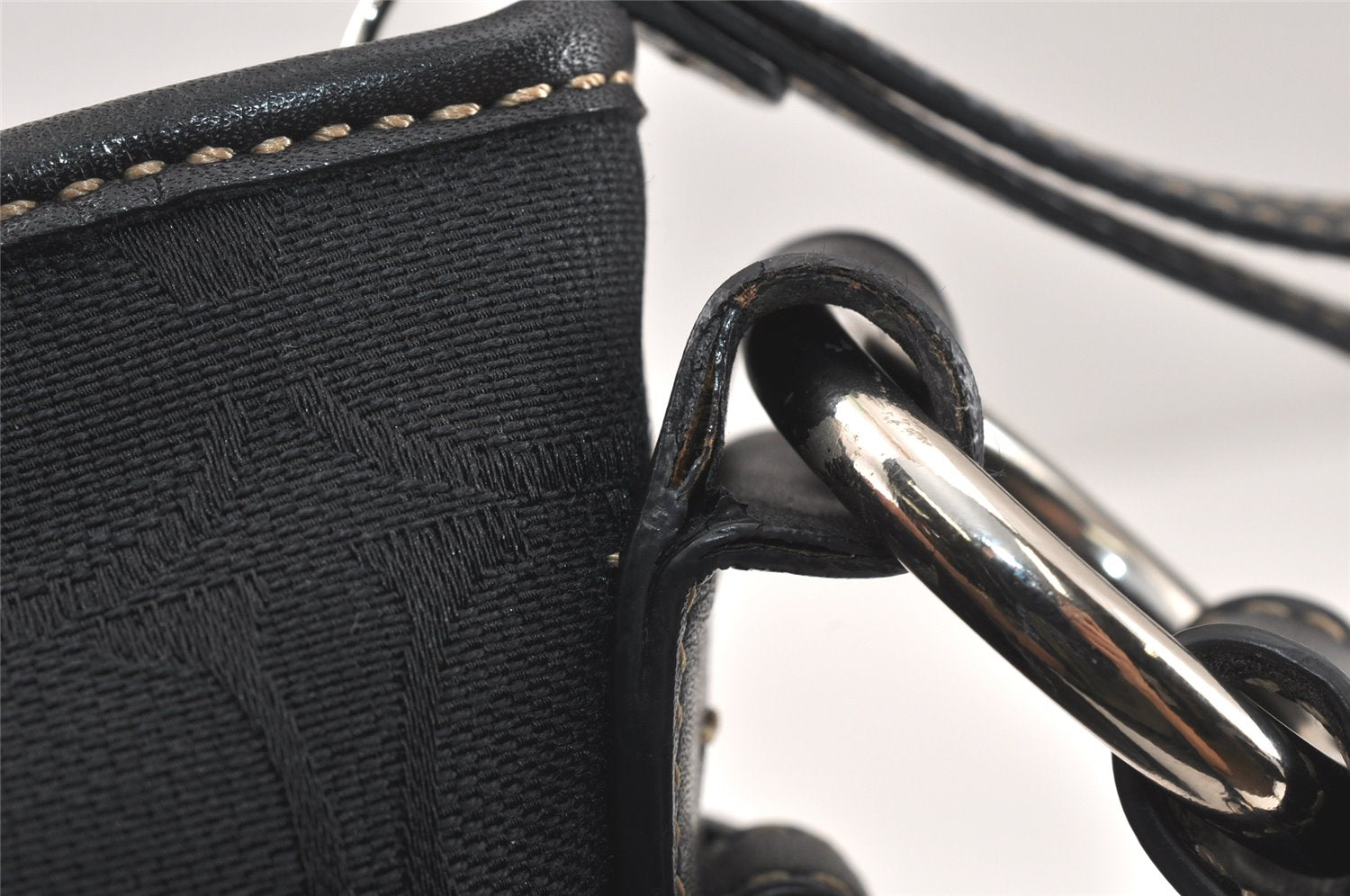 Authentic COACH Signature Shoulder Cross Bag Canvas Leather F03574 Black 4380K