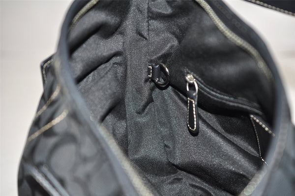Authentic COACH Signature Shoulder Cross Bag Canvas Leather F03574 Black 4380K