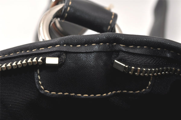 Authentic COACH Signature Shoulder Cross Bag Canvas Leather F03574 Black 4380K