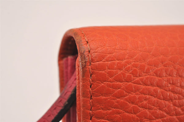 Authentic GUCCI Swing Vintage Long Wallet Purse Leather 354498 Orange Pink 4381J