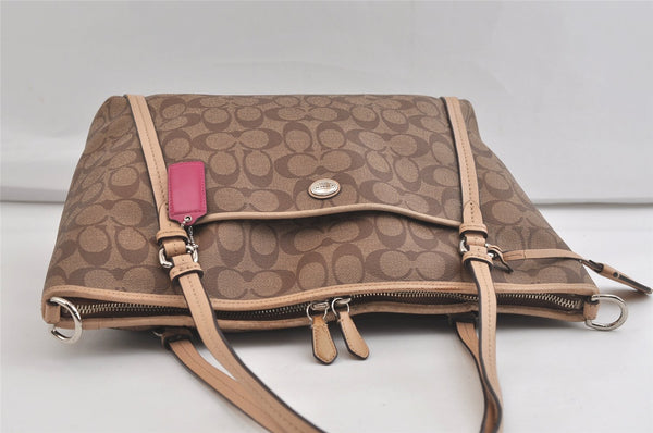 Authentic COACH Signature 2Way Shoulder Tote Bag PVC Leather F26186 Brown 4381K