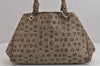 Authentic Salvatore Ferragamo Canvas Leather Shoulder Tote Bag Brown 4382J