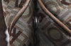 Authentic Salvatore Ferragamo Canvas Leather Shoulder Tote Bag Brown 4382J