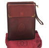 Authentic Cartier Must de Cartier Clutch Hand Bag Leather Bordeaux Red 4382K