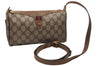 Authentic GUCCI Web Sherry Line Shoulder Bag GG PVC Leather Brown Junk 4383J