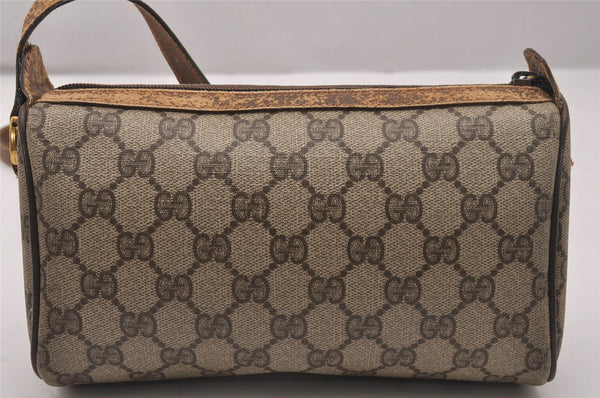 Authentic GUCCI Web Sherry Line Shoulder Bag GG PVC Leather Brown Junk 4383J