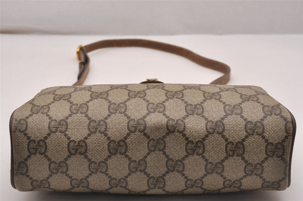 Authentic GUCCI Web Sherry Line Shoulder Bag GG PVC Leather Brown Junk 4383J