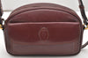 Authentic Cartier Must de Cartier Leather Shoulder Cross Bag Bordeaux Red 4384K