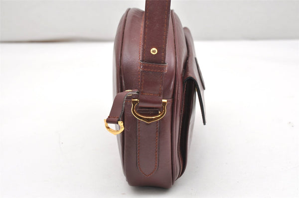 Authentic Cartier Must de Cartier Leather Shoulder Cross Bag Bordeaux Red 4384K