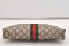 Authentic GUCCI Web Sherry Line GG Plus Clutch Bag PVC Leather Brown Junk 4385J
