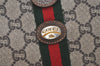Authentic GUCCI Web Sherry Line GG Plus Clutch Bag PVC Leather Brown Junk 4385J