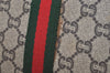 Authentic GUCCI Web Sherry Line GG Plus Clutch Bag PVC Leather Brown Junk 4385J