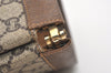 Authentic GUCCI Web Sherry Line GG Plus Clutch Bag PVC Leather Brown Junk 4385J