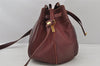 Authentic Cartier Must de Cartier Leather Drawstring Shoulder Bag Bordeaux 4385K