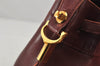 Authentic Cartier Must de Cartier Leather Drawstring Shoulder Bag Bordeaux 4385K