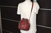 Authentic Cartier Must de Cartier Leather Drawstring Shoulder Bag Bordeaux 4385K