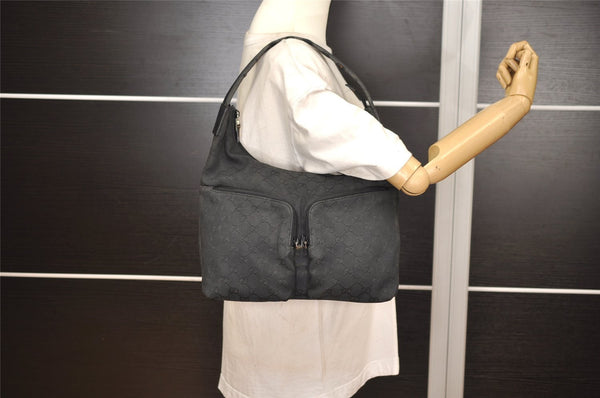 Authentic GUCCI Shoulder Hand Bag Purse GG Canvas Leather 0013380 Black 4386J