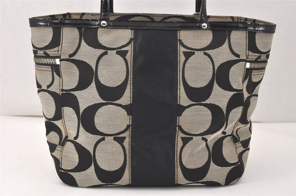 Authentic COACH Signature Shoulder Tote Bag Canvas Enamel 13280 Black 4386K