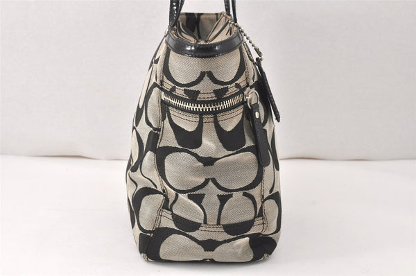 Authentic COACH Signature Shoulder Tote Bag Canvas Enamel 13280 Black 4386K