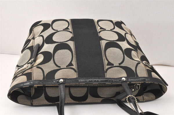Authentic COACH Signature Shoulder Tote Bag Canvas Enamel 13280 Black 4386K