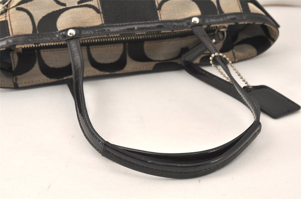 Authentic COACH Signature Shoulder Tote Bag Canvas Enamel 13280 Black 4386K