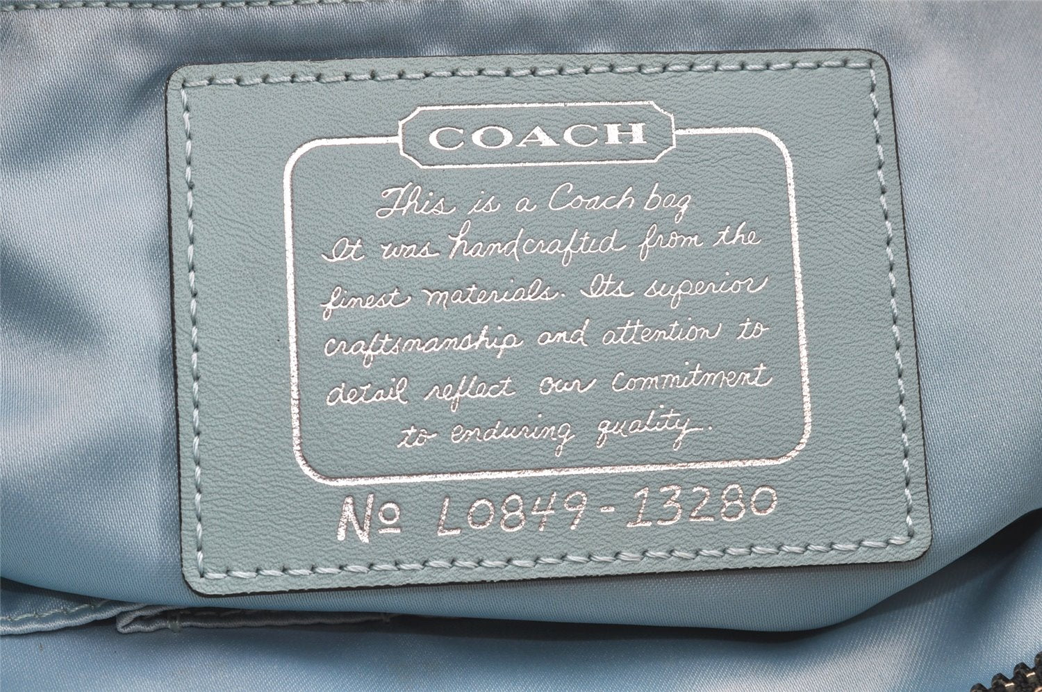 Authentic COACH Signature Shoulder Tote Bag Canvas Enamel 13280 Black 4386K
