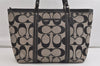 Authentic COACH Vintage Signature Shoulder Tote Bag Canvas Leather Black 4387K