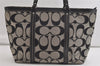 Authentic COACH Vintage Signature Shoulder Tote Bag Canvas Leather Black 4387K