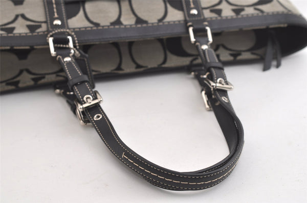 Authentic COACH Vintage Signature Shoulder Tote Bag Canvas Leather Black 4387K
