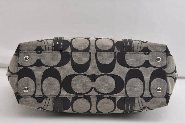 Authentic COACH Vintage Signature Shoulder Tote Bag Canvas Leather Black 4387K