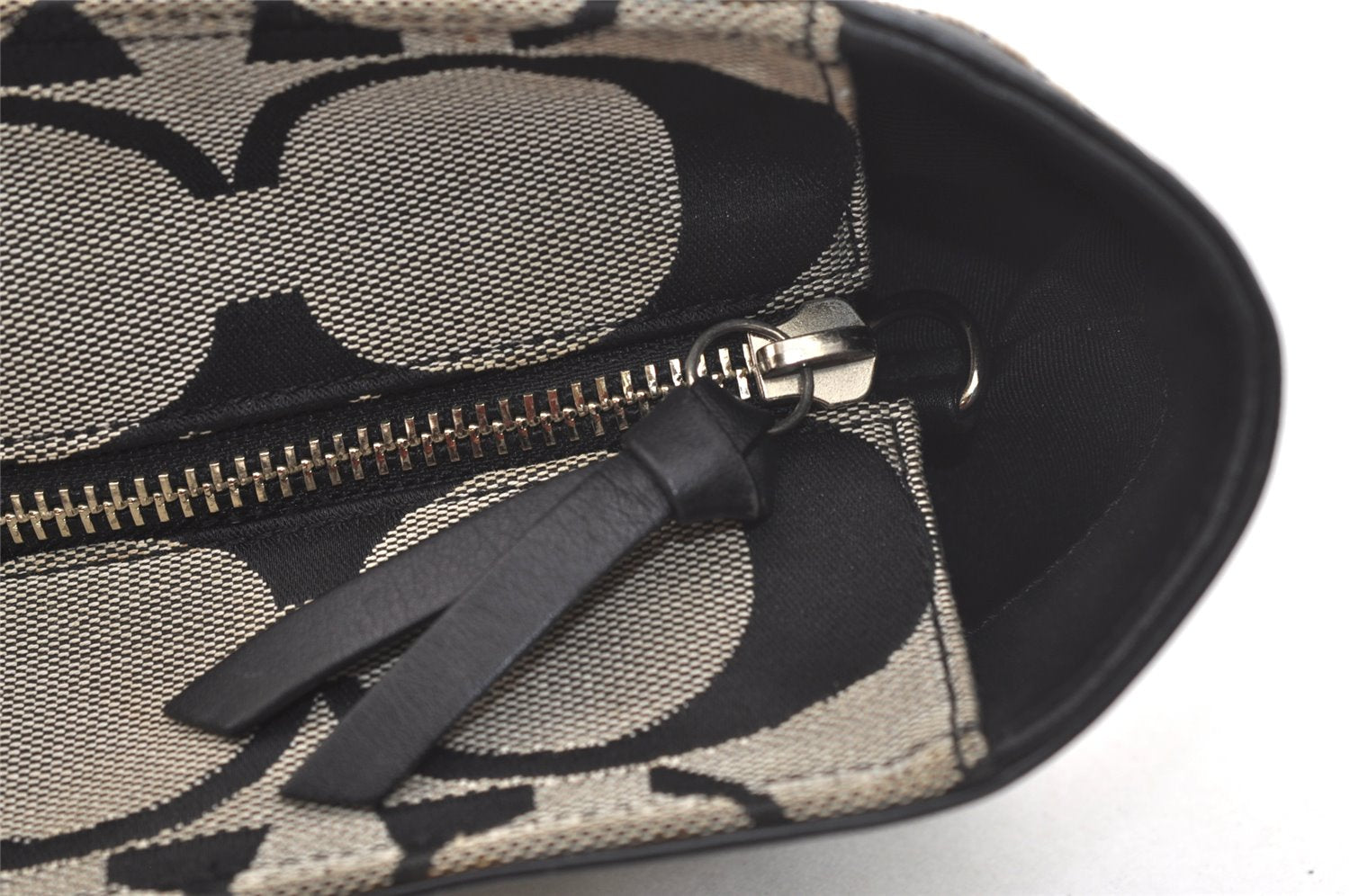 Authentic COACH Vintage Signature Shoulder Tote Bag Canvas Leather Black 4387K