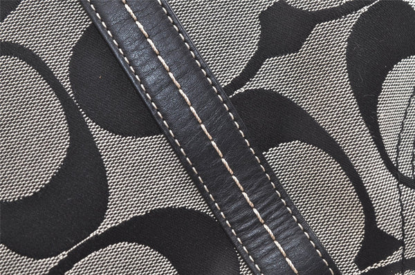 Authentic COACH Vintage Signature Shoulder Tote Bag Canvas Leather Black 4387K