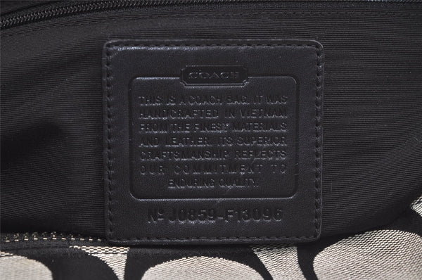 Authentic COACH Vintage Signature Shoulder Tote Bag Canvas Leather Black 4387K